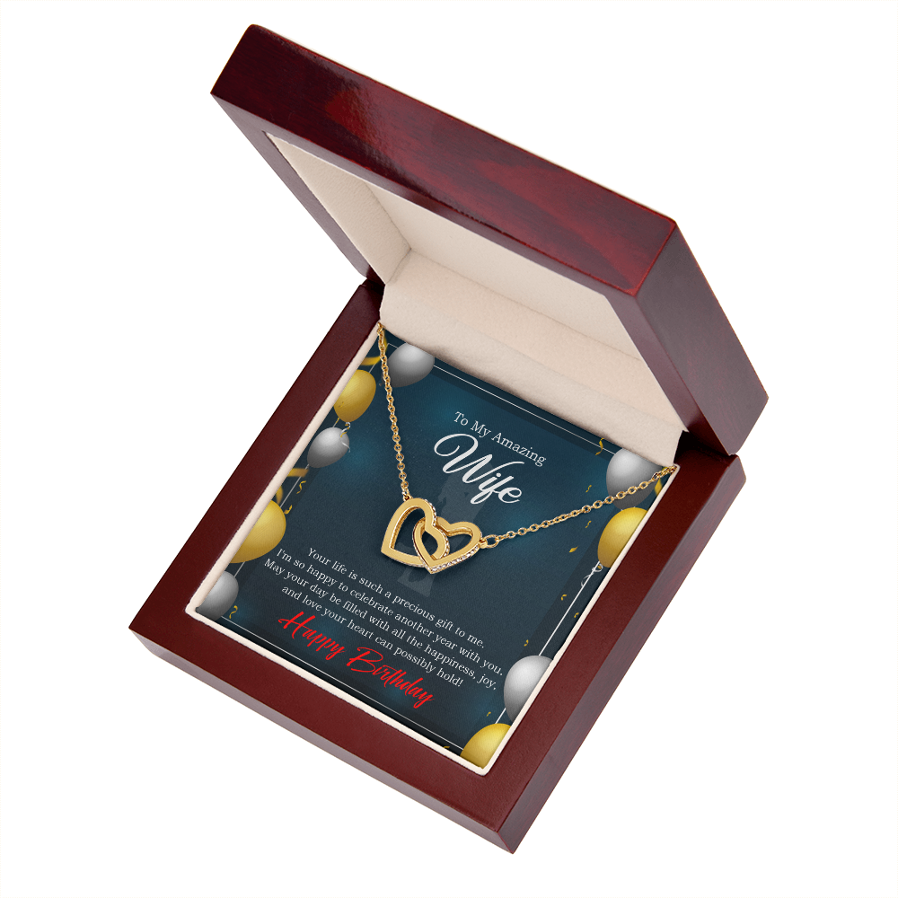 To My Wife Birthday Message Wife is a Precious Gift Inseparable Necklace-Express Your Love Gifts