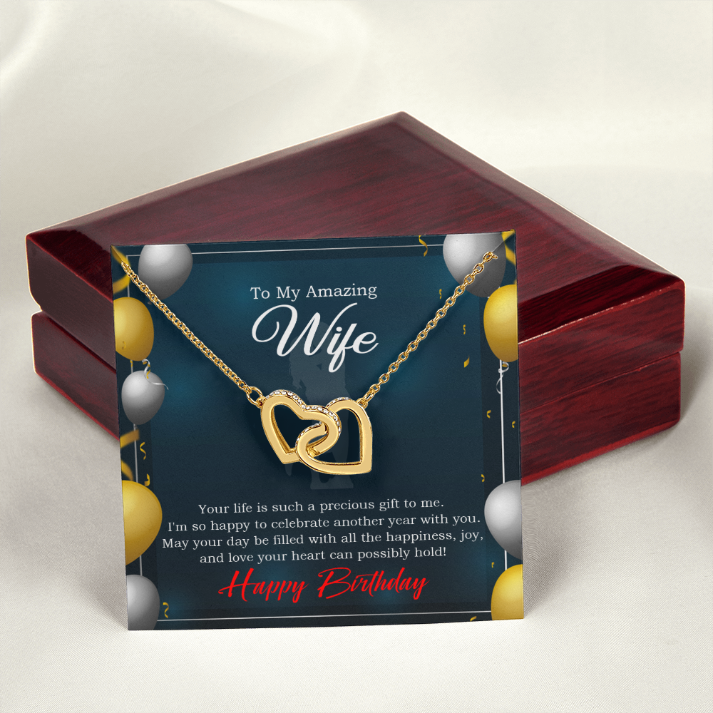 To My Wife Birthday Message Wife is a Precious Gift Inseparable Necklace-Express Your Love Gifts