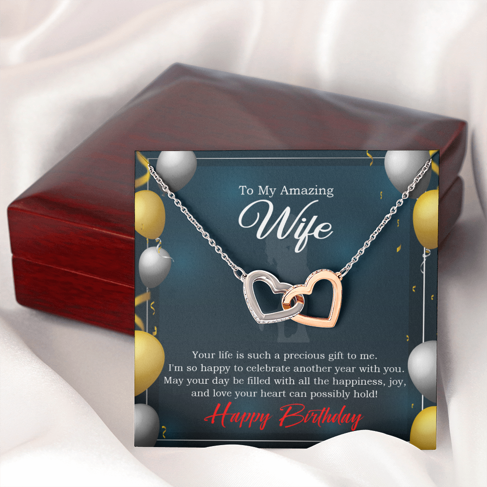 To My Wife Birthday Message Wife is a Precious Gift Inseparable Necklace-Express Your Love Gifts