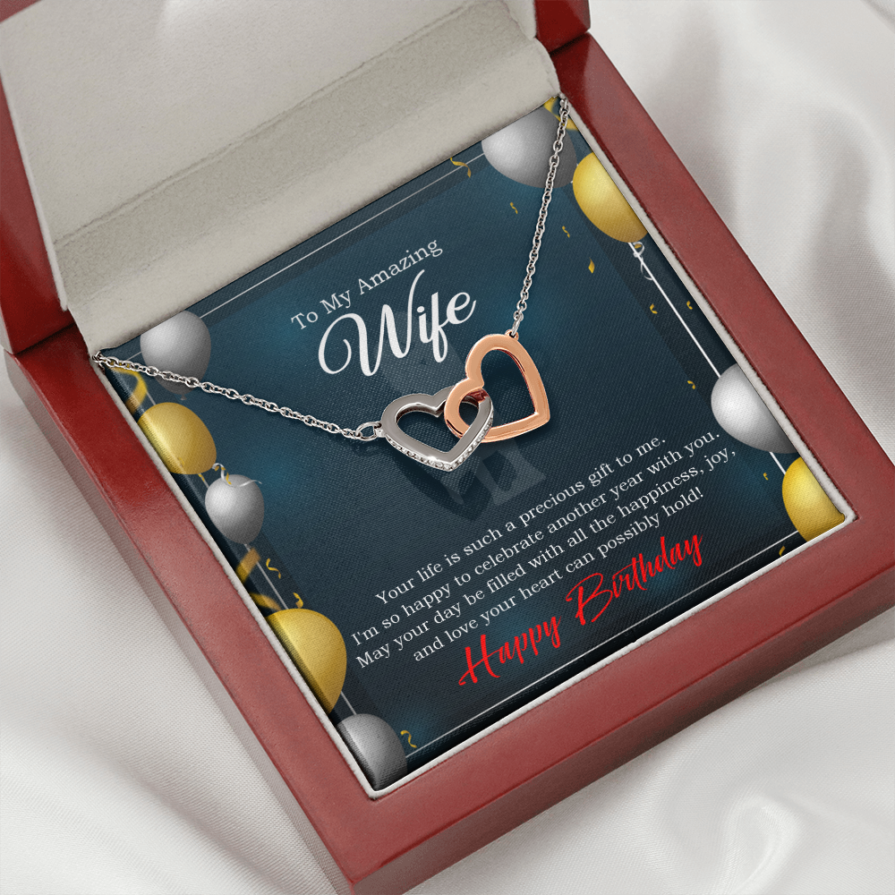 To My Wife Birthday Message Wife is a Precious Gift Inseparable Necklace-Express Your Love Gifts