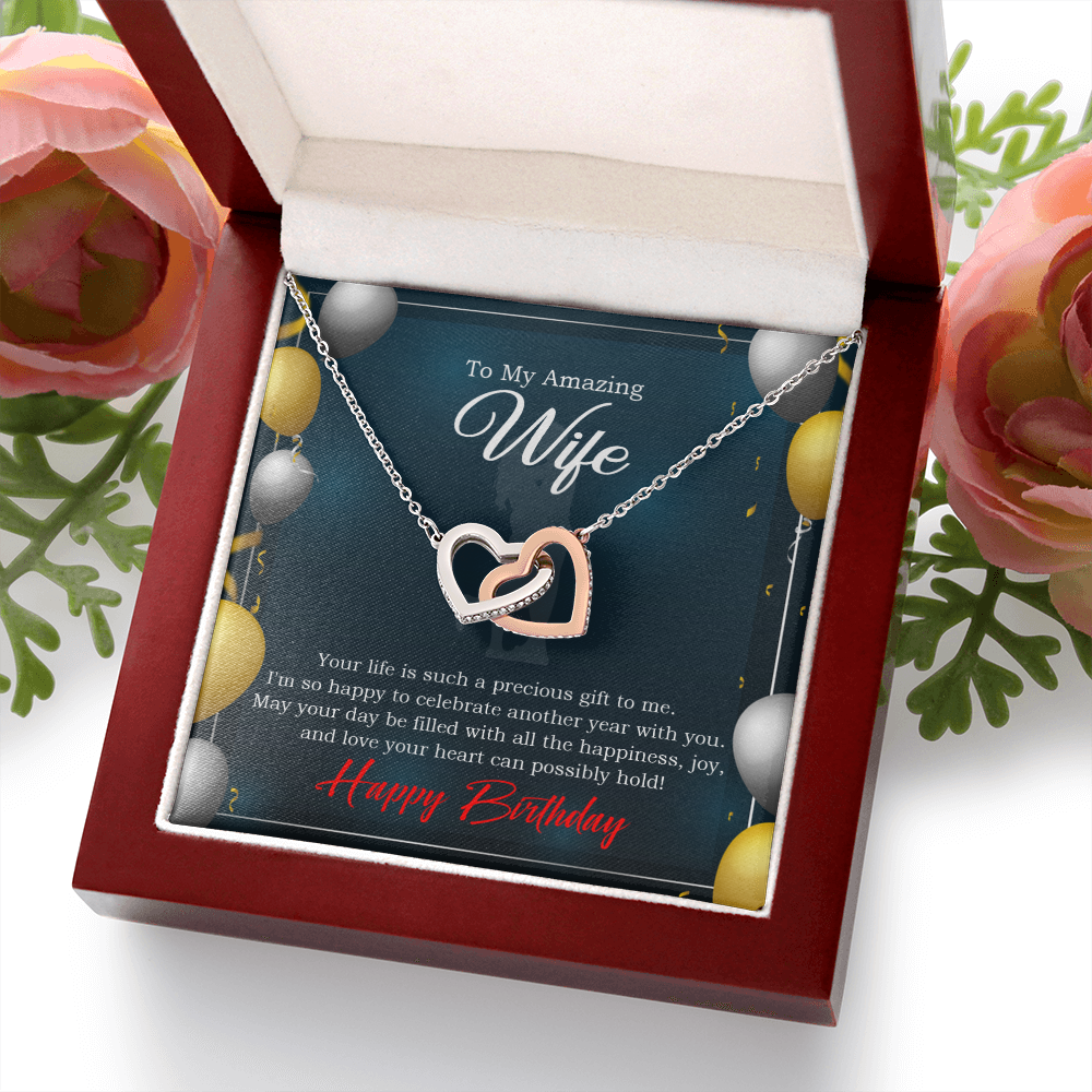 To My Wife Birthday Message Wife is a Precious Gift Inseparable Necklace-Express Your Love Gifts