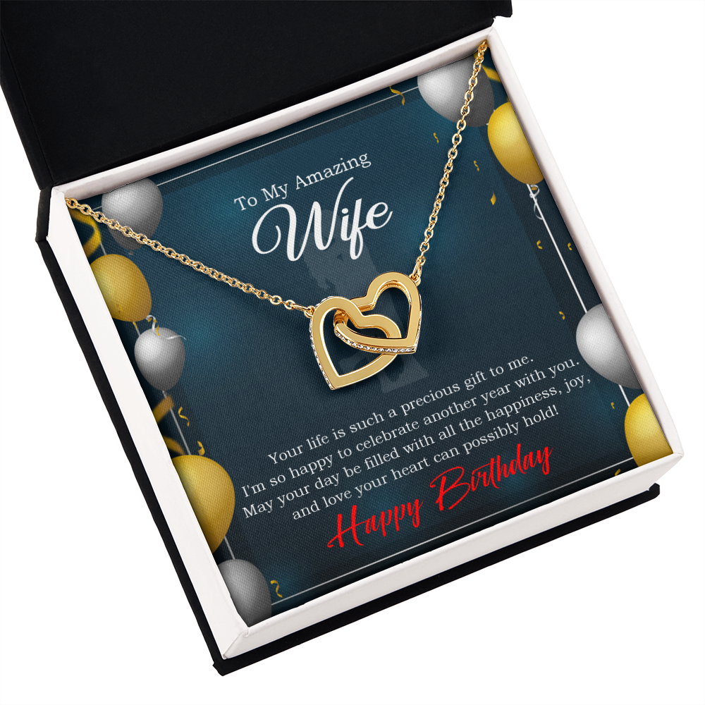 To My Wife Birthday Message Wife is a Precious Gift Inseparable Necklace-Express Your Love Gifts