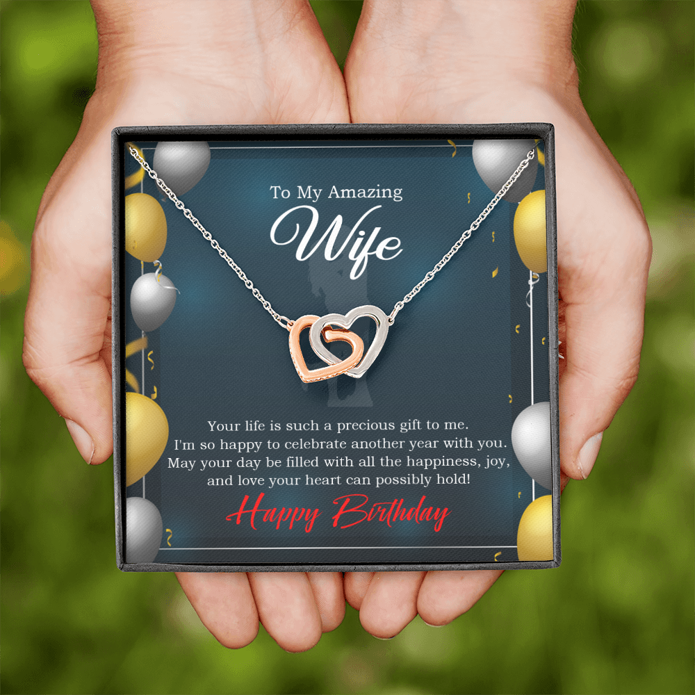 To My Wife Birthday Message Wife is a Precious Gift Inseparable Necklace-Express Your Love Gifts