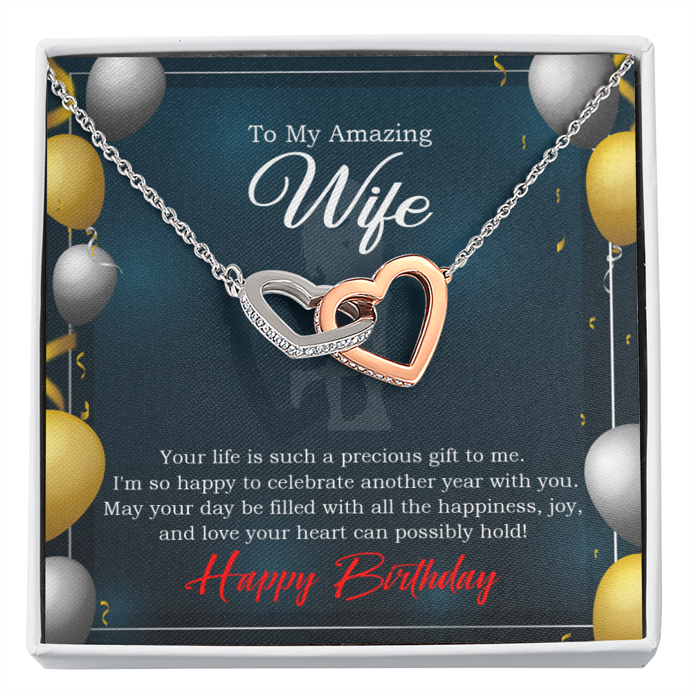 To My Wife Birthday Message Wife is a Precious Gift Inseparable Necklace-Express Your Love Gifts