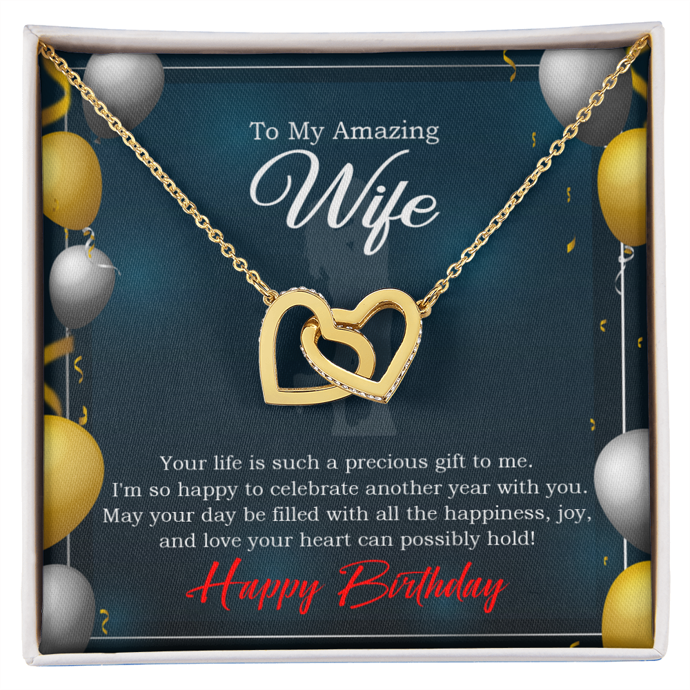 To My Wife Birthday Message Wife is a Precious Gift Inseparable Necklace-Express Your Love Gifts