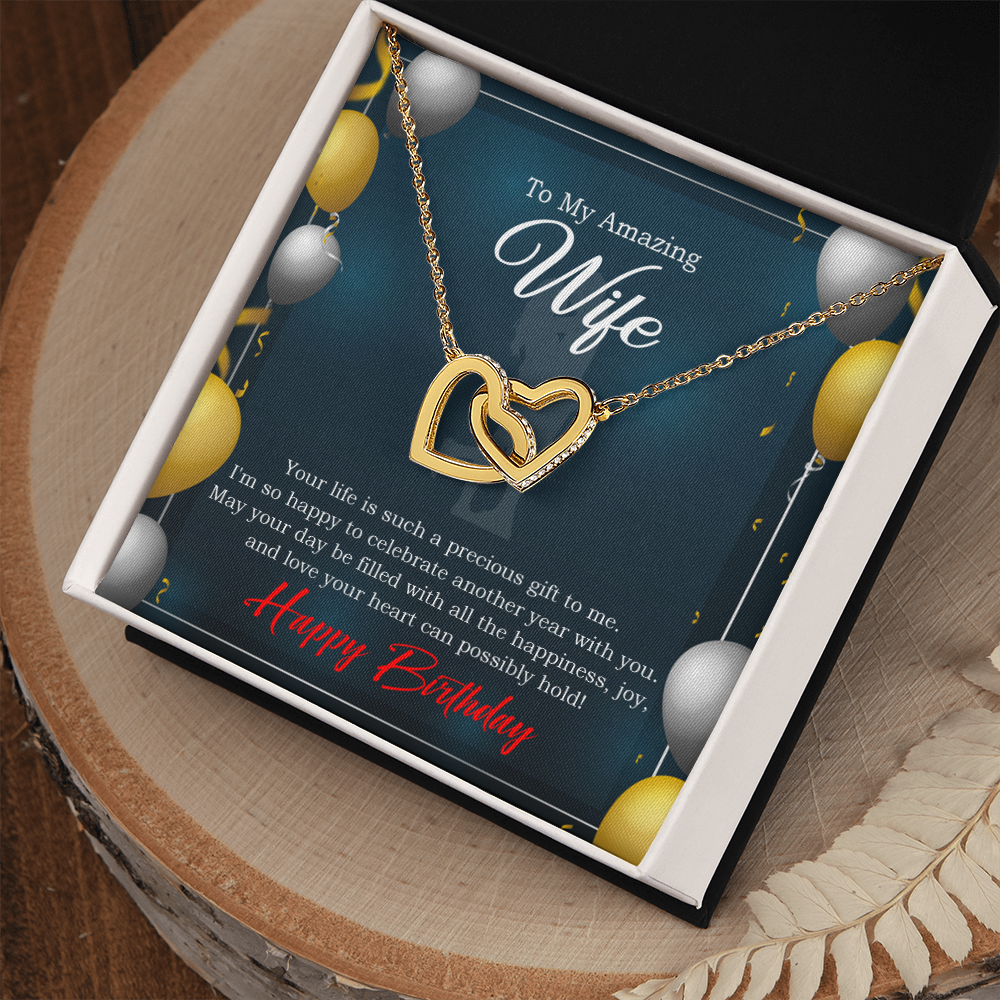 To My Wife Birthday Message Wife is a Precious Gift Inseparable Necklace-Express Your Love Gifts