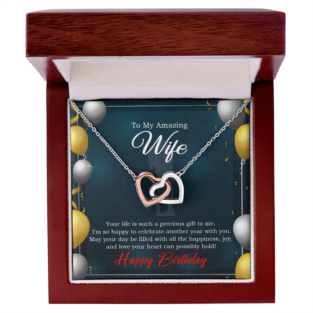 To My Wife Birthday Message Wife is a Precious Gift Inseparable Necklace-Express Your Love Gifts