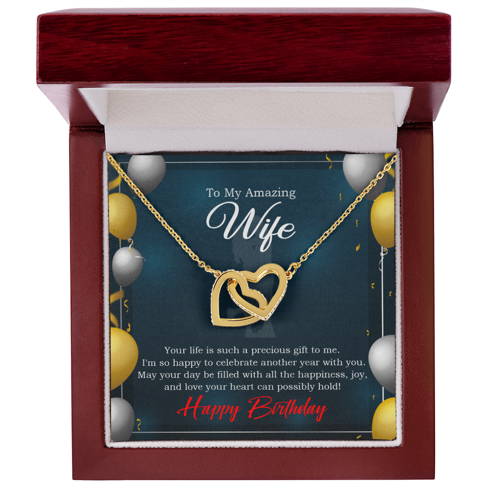 To My Wife Birthday Message Wife is a Precious Gift Inseparable Necklace-Express Your Love Gifts