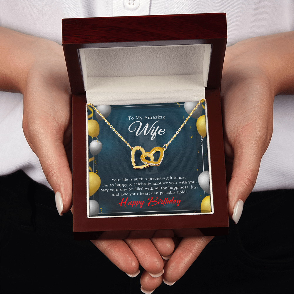 To My Wife Birthday Message Wife is a Precious Gift Inseparable Necklace-Express Your Love Gifts