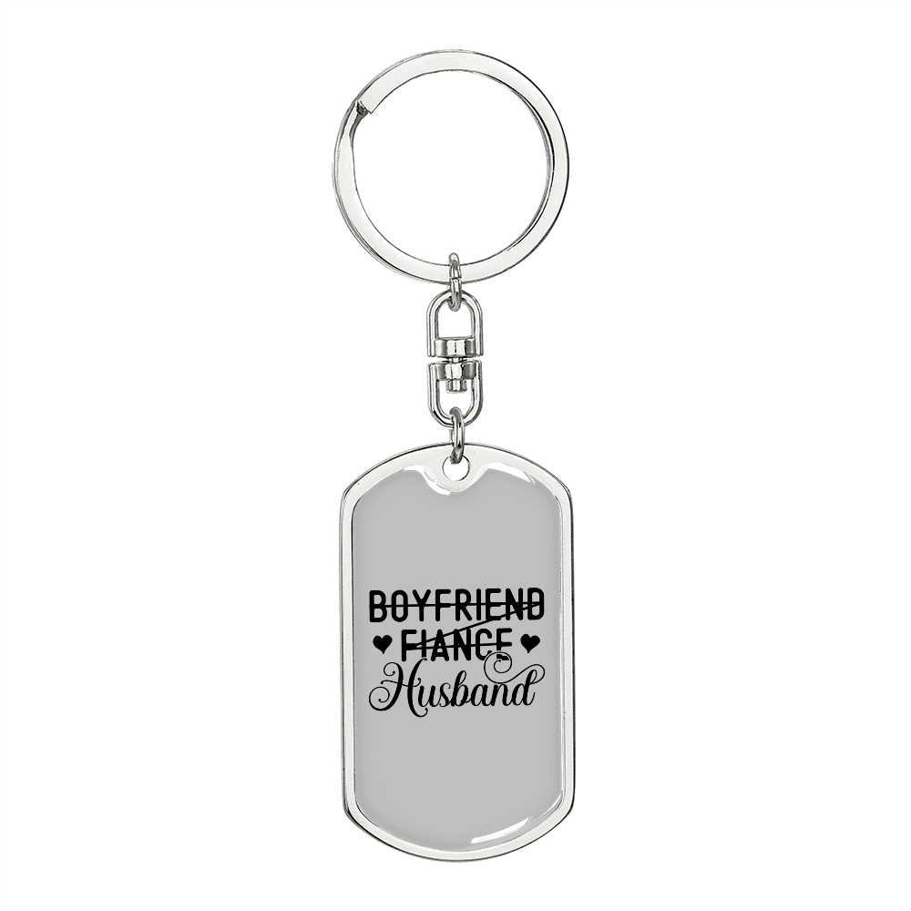 To My Wife Boyfriend Fiance Husband Keychain Stainless Steel or 18k Gold Dog Tag Keyring-Express Your Love Gifts