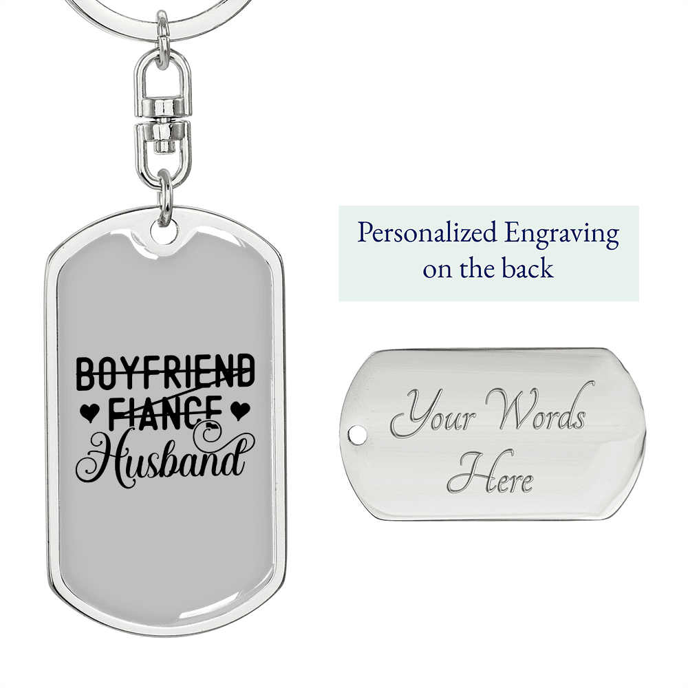 To My Wife Boyfriend Fiance Husband Keychain Stainless Steel or 18k Gold Dog Tag Keyring-Express Your Love Gifts
