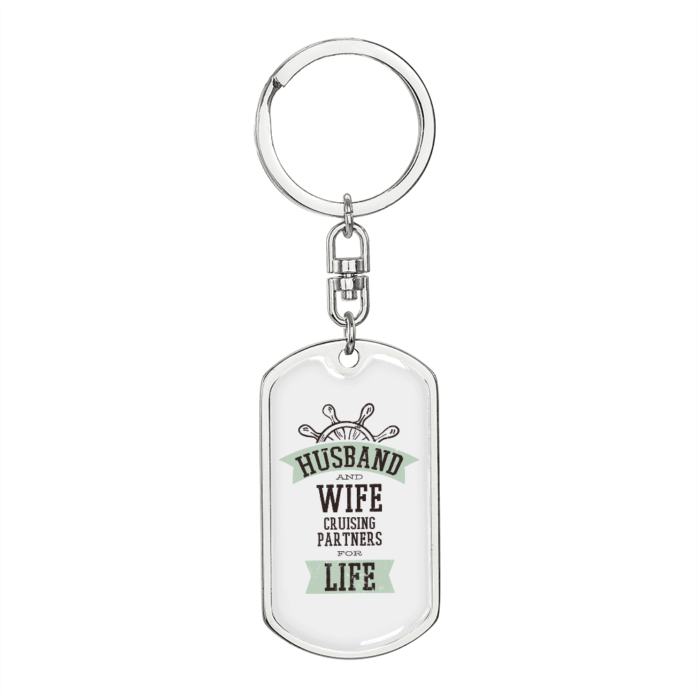 To My Wife Cruising Partners For Life Keychain Stainless Steel or 18k Gold Dog Tag Keyring-Express Your Love Gifts
