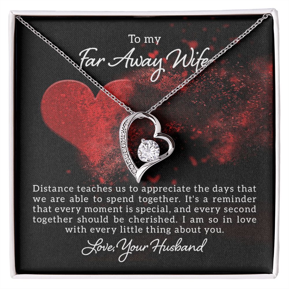 To My Wife Distance Teaches Us Forever Necklace w Message Card-Express Your Love Gifts