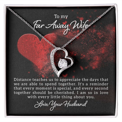 To My Wife Distance Teaches Us Forever Necklace w Message Card-Express Your Love Gifts