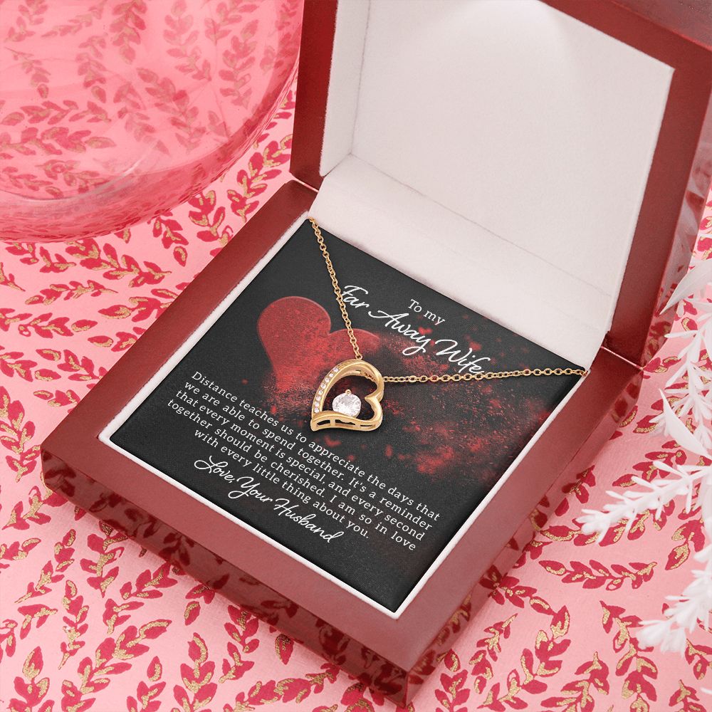 To My Wife Distance Teaches Us Forever Necklace w Message Card-Express Your Love Gifts