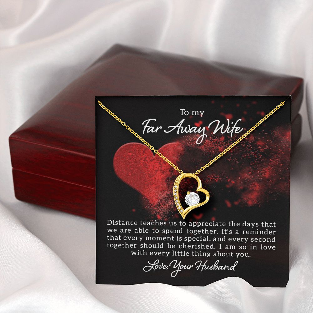 To My Wife Distance Teaches Us Forever Necklace w Message Card-Express Your Love Gifts