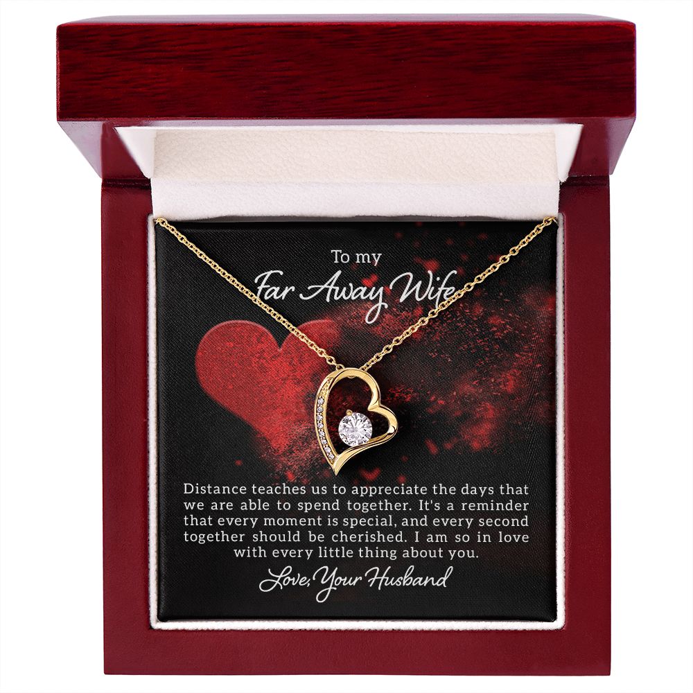 To My Wife Distance Teaches Us Forever Necklace w Message Card-Express Your Love Gifts