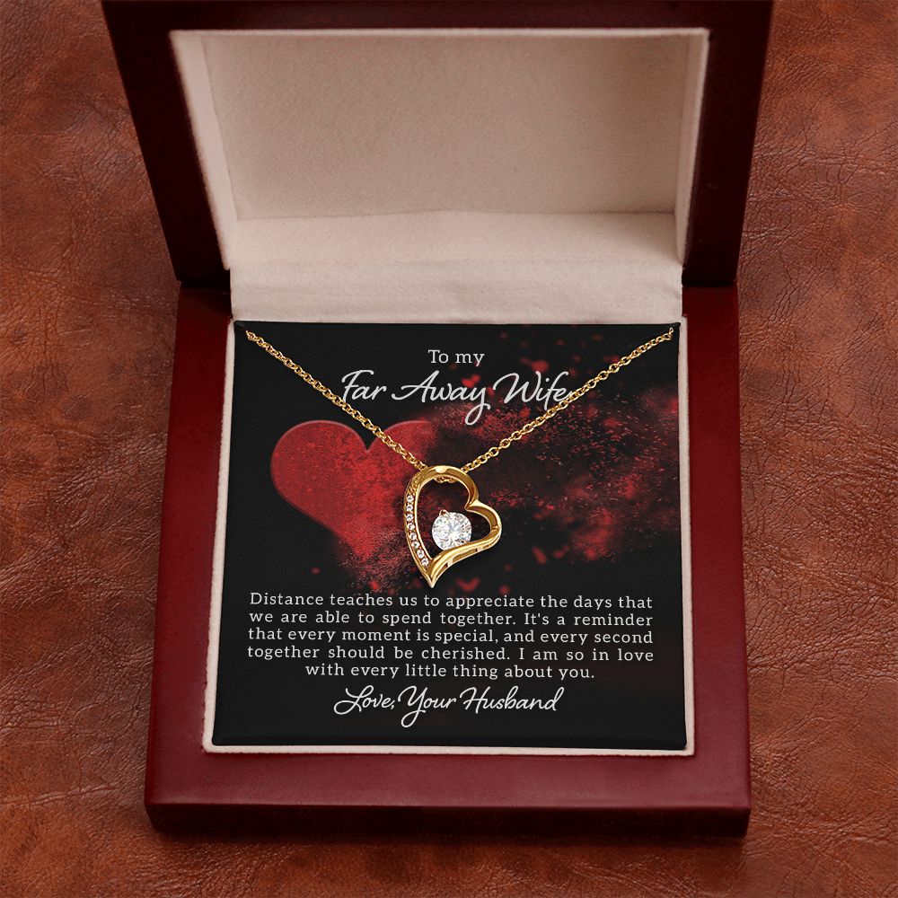 To My Wife Distance Teaches Us Forever Necklace w Message Card-Express Your Love Gifts
