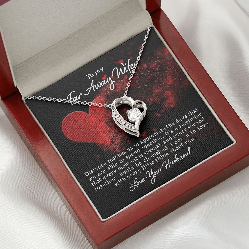 To My Wife Distance Teaches Us Forever Necklace w Message Card-Express Your Love Gifts