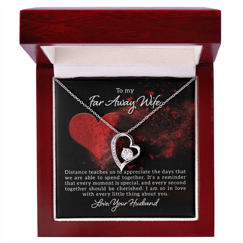 To My Wife Distance Teaches Us Forever Necklace w Message Card-Express Your Love Gifts