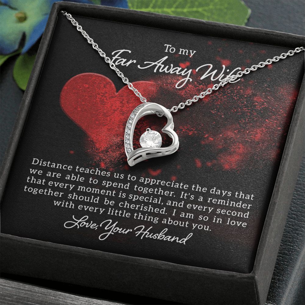 To My Wife Distance Teaches Us Forever Necklace w Message Card-Express Your Love Gifts
