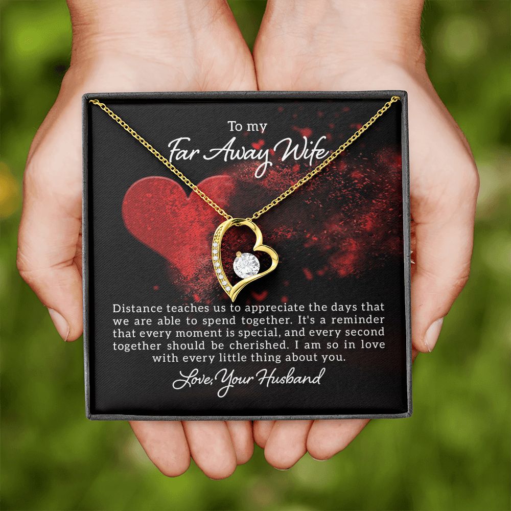 To My Wife Distance Teaches Us Forever Necklace w Message Card-Express Your Love Gifts