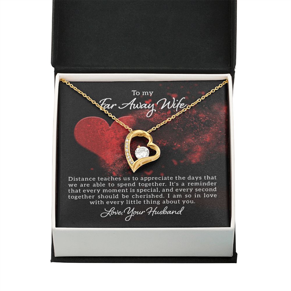To My Wife Distance Teaches Us Forever Necklace w Message Card-Express Your Love Gifts
