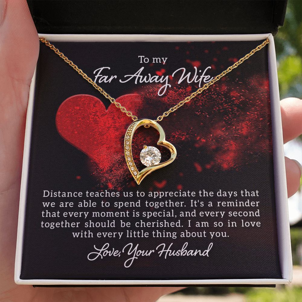 To My Wife Distance Teaches Us Forever Necklace w Message Card-Express Your Love Gifts