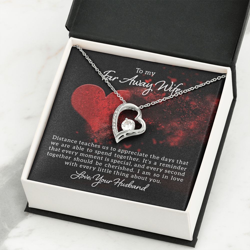 To My Wife Distance Teaches Us Forever Necklace w Message Card-Express Your Love Gifts