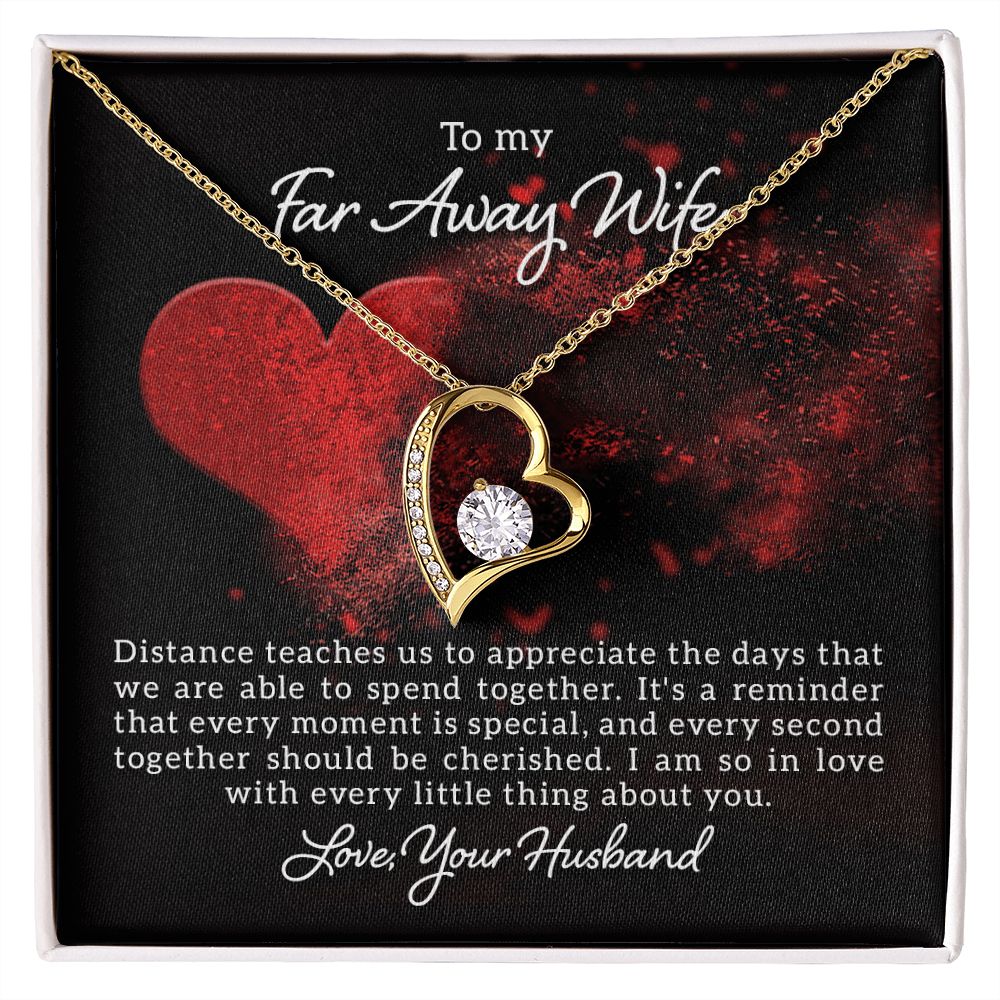 To My Wife Distance Teaches Us Forever Necklace w Message Card-Express Your Love Gifts