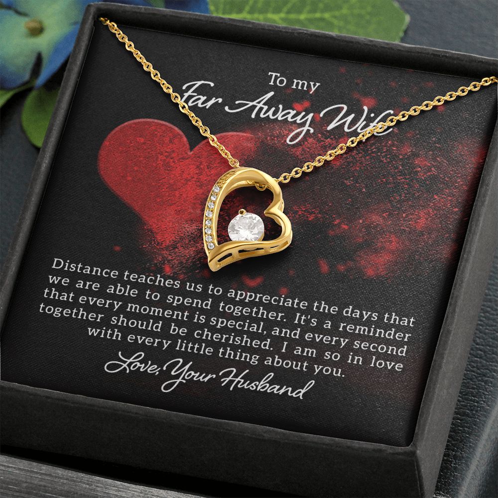To My Wife Distance Teaches Us Forever Necklace w Message Card-Express Your Love Gifts