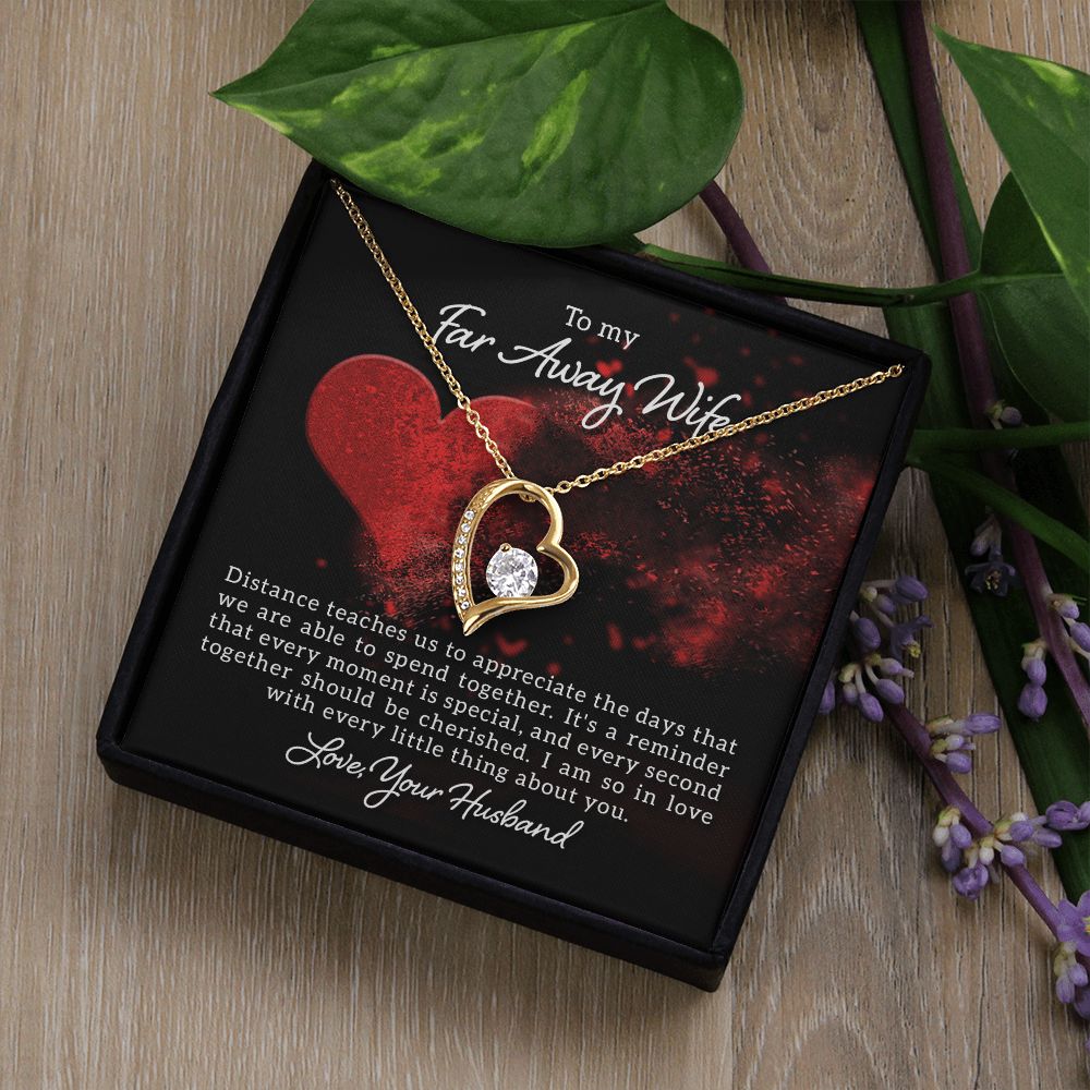 To My Wife Distance Teaches Us Forever Necklace w Message Card-Express Your Love Gifts