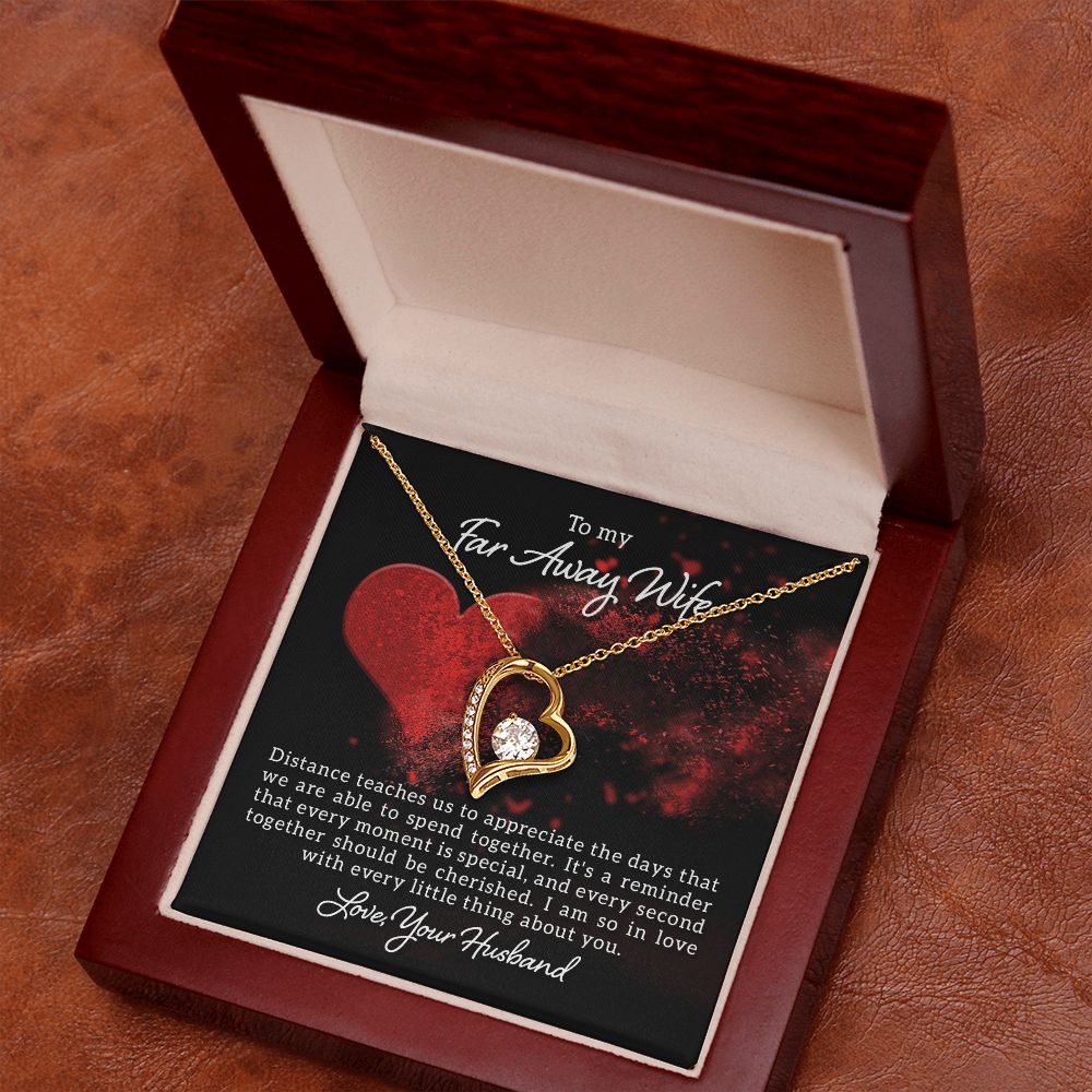 To My Wife Distance Teaches Us Forever Necklace w Message Card-Express Your Love Gifts