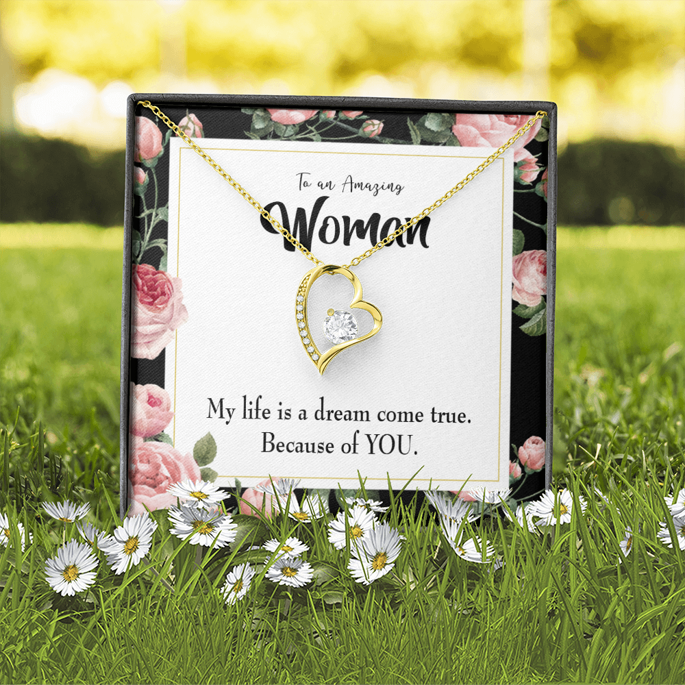 To My Wife Dream Come True Forever Necklace w Message Card-Express Your Love Gifts
