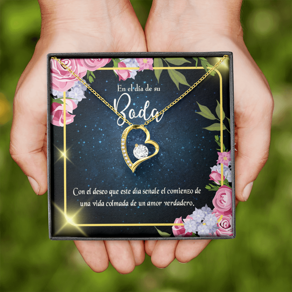 To My Wife En el día de su Boda Forever Necklace w Message Card-Express Your Love Gifts