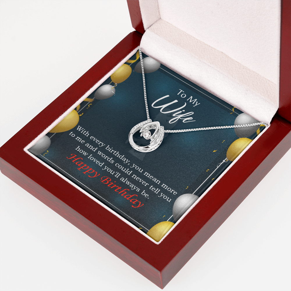 To My Wife Every Birthday Lucky Horseshoe Necklace Message Card 14k w CZ Crystals-Express Your Love Gifts
