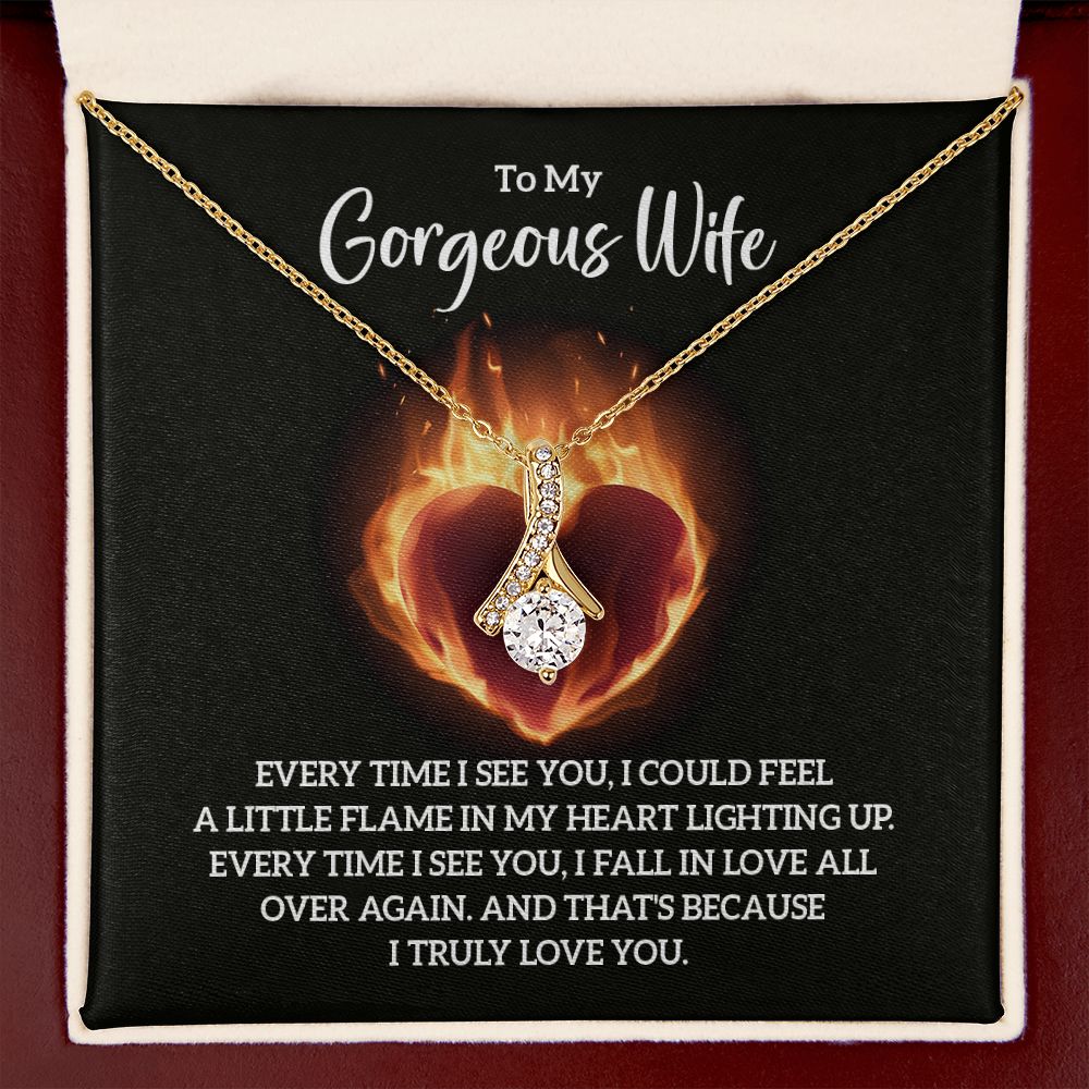 To My Wife Every Time I See You Alluring Ribbon Necklace Message Card-Express Your Love Gifts