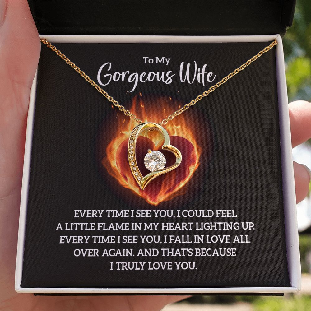 To My Wife Every Time I See You Forever Necklace w Message Card-Express Your Love Gifts