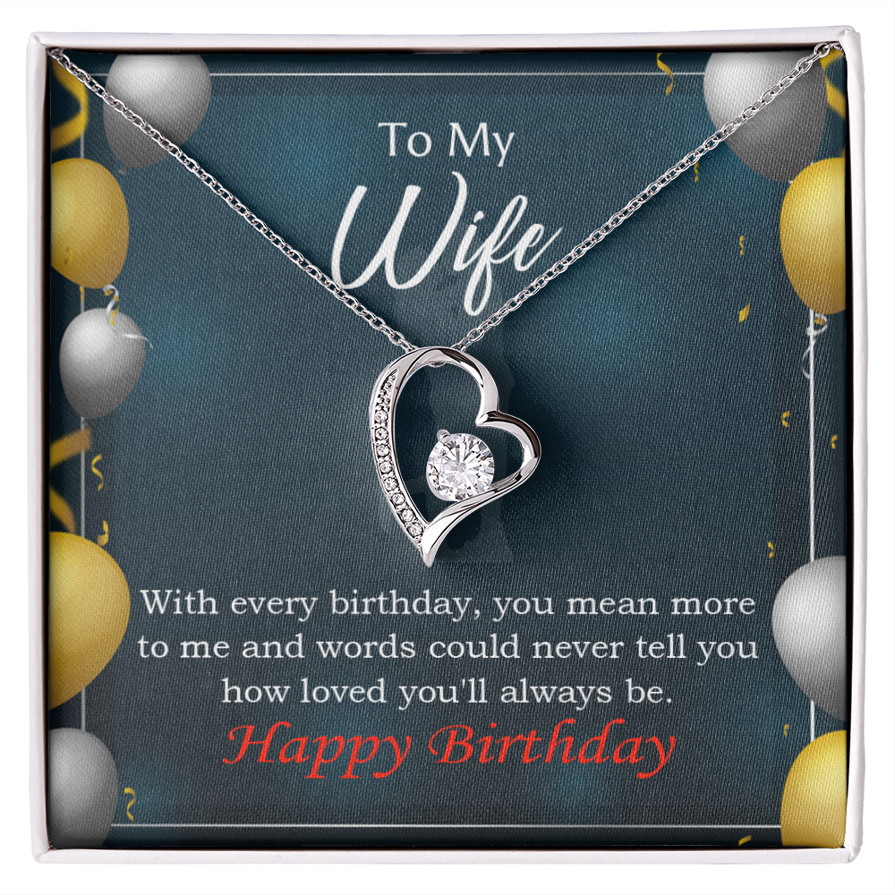 To My Wife Every You Mean More To Me Birthday Message Forever Necklace w Message Card-Express Your Love Gifts