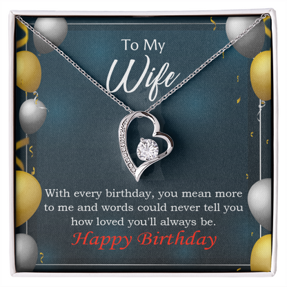To My Wife Every You Mean More To Me Birthday Message Forever Necklace w Message Card-Express Your Love Gifts