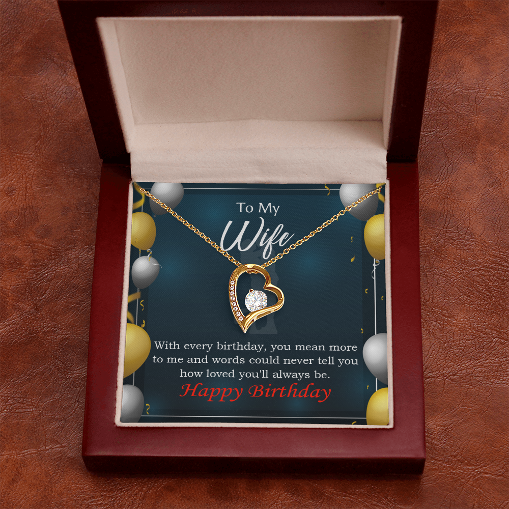 To My Wife Every You Mean More To Me Birthday Message Forever Necklace w Message Card-Express Your Love Gifts