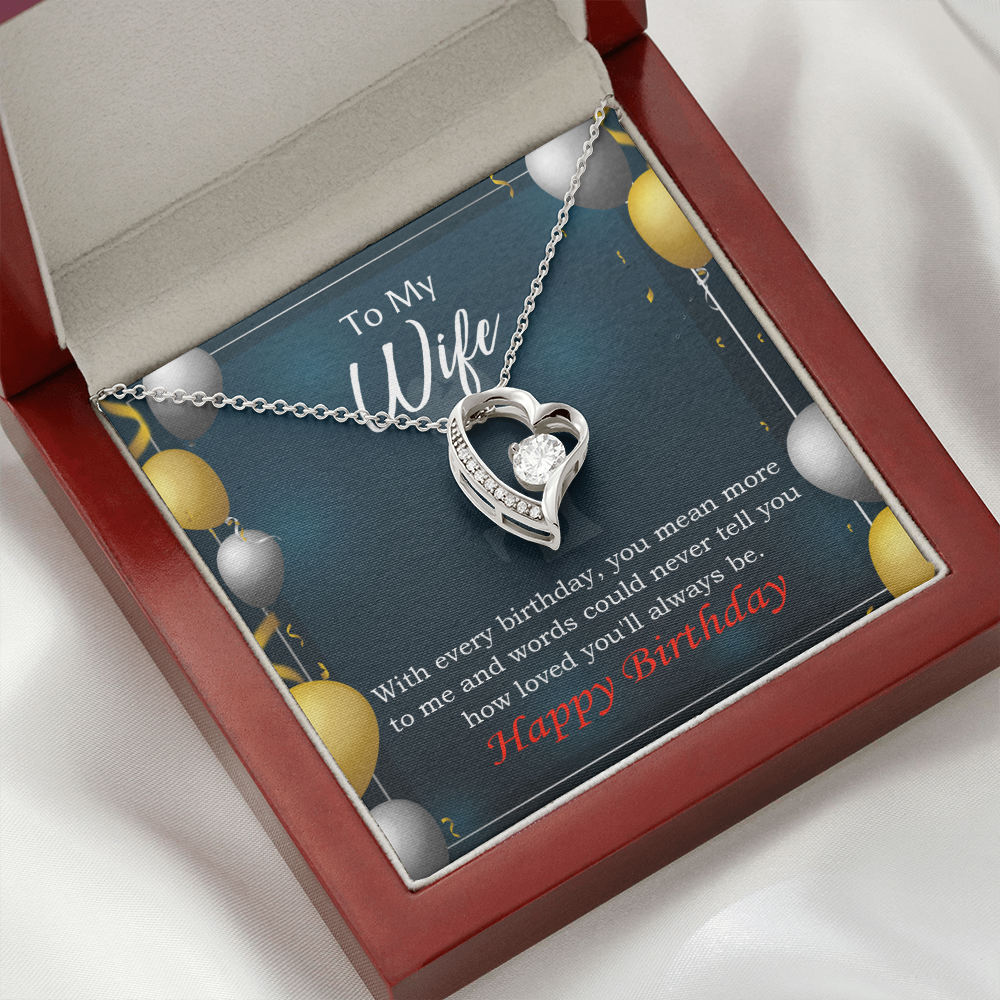 To My Wife Every You Mean More To Me Birthday Message Forever Necklace w Message Card-Express Your Love Gifts