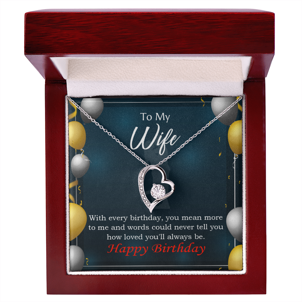 To My Wife Every You Mean More To Me Birthday Message Forever Necklace w Message Card-Express Your Love Gifts
