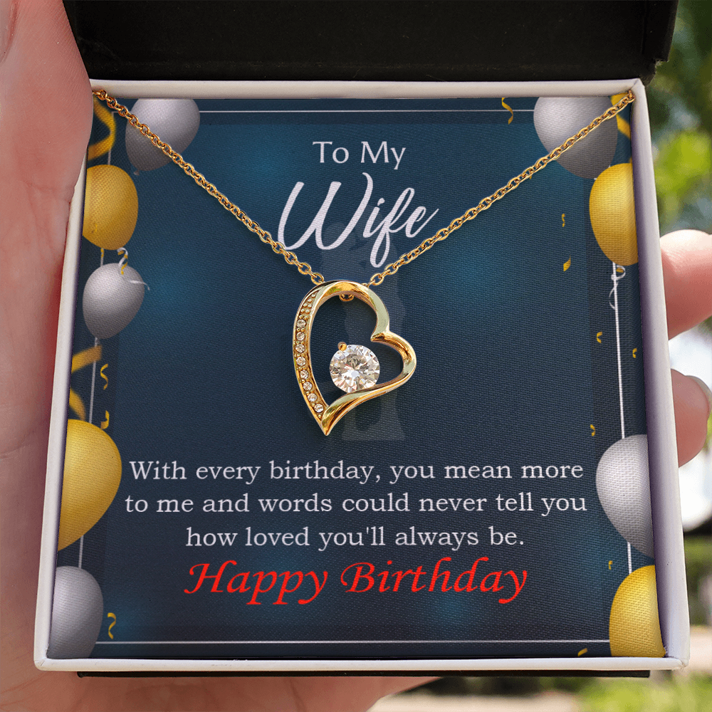 To My Wife Every You Mean More To Me Birthday Message Forever Necklace w Message Card-Express Your Love Gifts