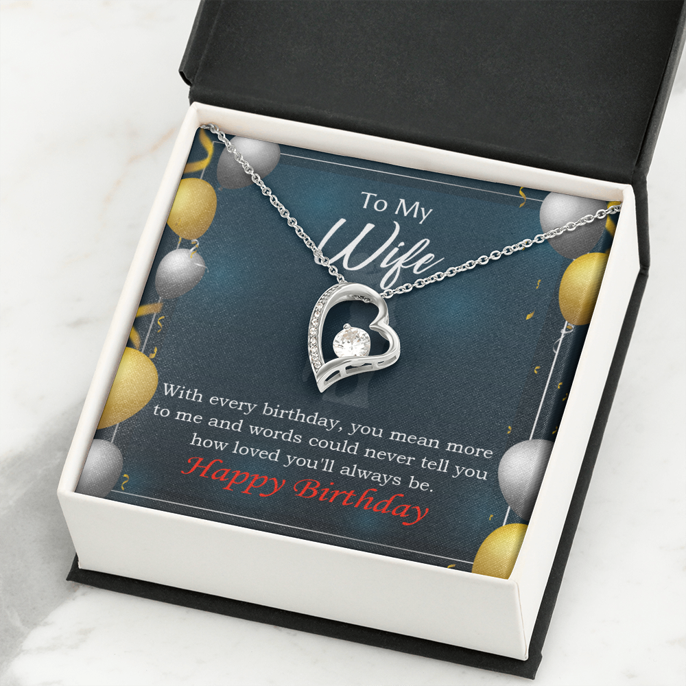 To My Wife Every You Mean More To Me Birthday Message Forever Necklace w Message Card-Express Your Love Gifts