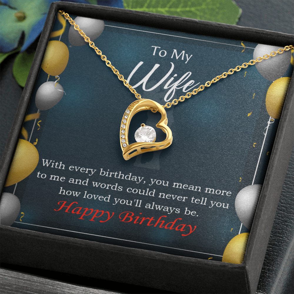 To My Wife Every You Mean More To Me Birthday Message Forever Necklace w Message Card-Express Your Love Gifts