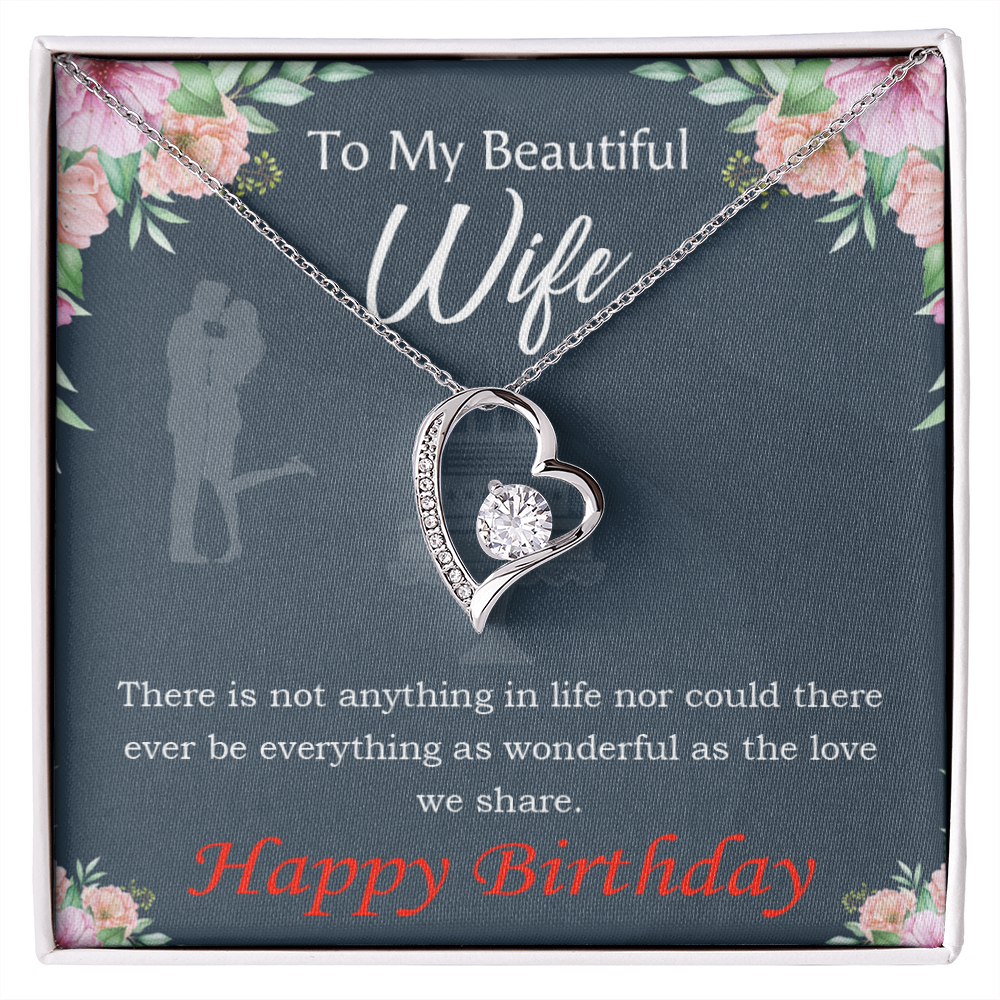 To My Wife Everything is Wonderful Forever Birthday Message Necklace w Message Card-Express Your Love Gifts
