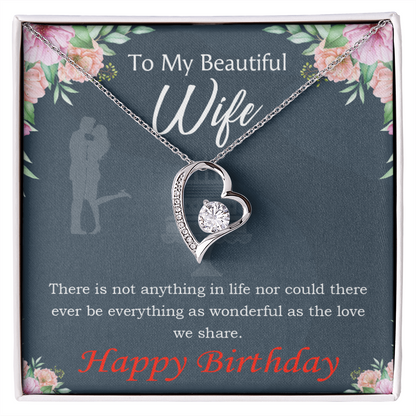 To My Wife Everything is Wonderful Forever Birthday Message Necklace w Message Card-Express Your Love Gifts