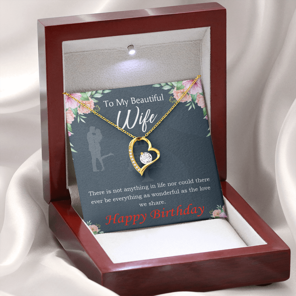 To My Wife Everything is Wonderful Forever Birthday Message Necklace w Message Card-Express Your Love Gifts