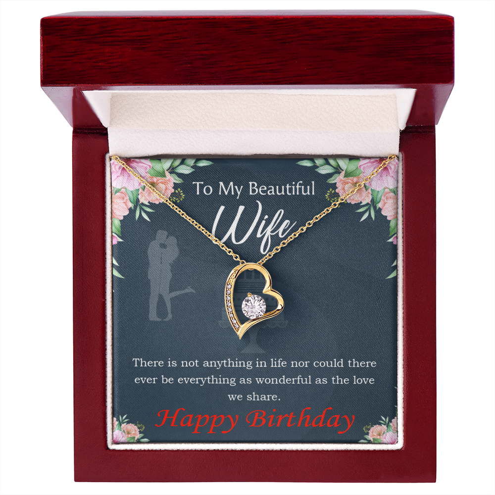 To My Wife Everything is Wonderful Forever Birthday Message Necklace w Message Card-Express Your Love Gifts